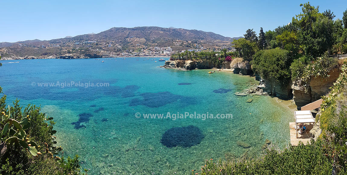 the beach of Fylakes just under Out of the Blue Capsis Elite Luxuriosu Resort Hotel in Agia Pelagia CRETE