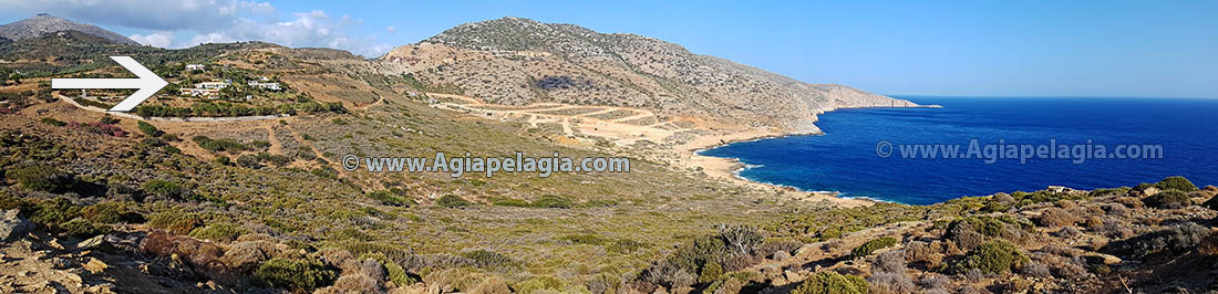 Villa for sale in Agia Pelagia by onwer - panoramic view of the villa property plot
